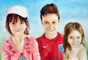 three-kids-portrait-watercolour
